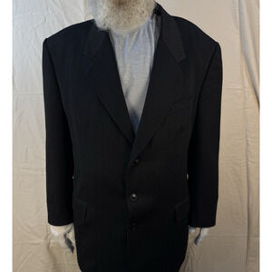 Bonelli Mens Suit 44R Jacket 48R Pants Black Herringbone Set